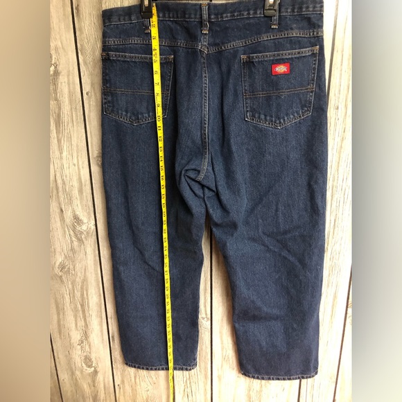 Dickies Blue Jeans Mens 40X29 Regular Fit Dark Blue Denim Zip Up 5 Pocket Logo - Picture 5 of 11
